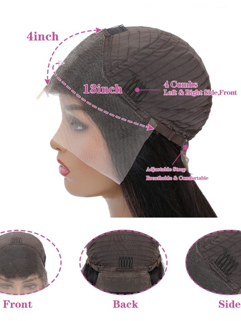 Lace Front Wigs Human Hair 13x4 Straight Hd Transparent Lace Front Wigs For Wome View 5